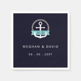 Moderne marinemacht Anchor Nautical Monogram Wedde Servet