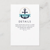 Moderne marinemacht Anchor Nautical Monogram Weddi Informatiekaartje (Voorkant)