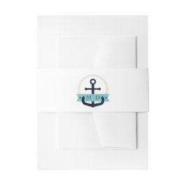 Moderne marinemacht Anchor Nautical Monogram Weddi Uitnodigingen Wikkel