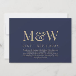 Moderne marinemacht blauw goudmonogram kaart
