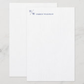 Moderne marinemonie Blue Personal Stationery Briefpapier (Voorkant / Achterkant)