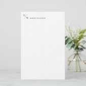 Moderne marinemonie Blue Personal Stationery Briefpapier (Staand voorkant)