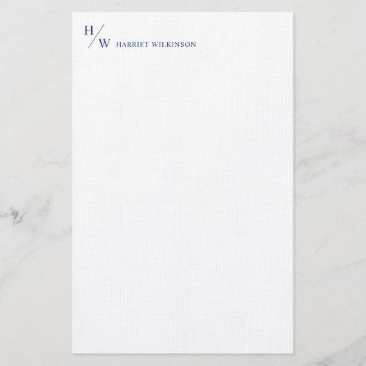 Moderne marinemonie Blue Personal Stationery Briefpapier (Voorkant)