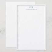 Moderne marinemonie Blue Personal Stationery Briefpapier (Voorkant / Achterkant)