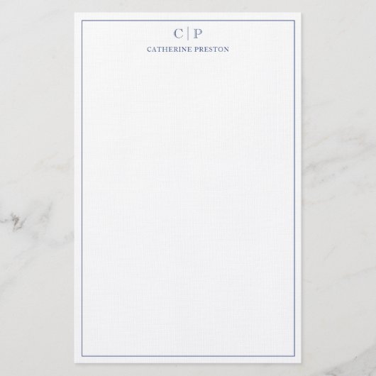 Moderne marinemonie Blue Personal Stationery Briefpapier (Voorkant)