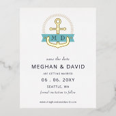Moderne marinemonogram Anchor Nautical behalve de Folie Uitnodiging Briefkaart (Voorkant)