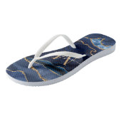 Moderne marinemonogram blauw goud geode Girly Teenslippers (Schuin)