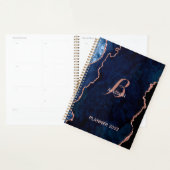 Moderne marinemonogram goudmage Roos Planner (Display)