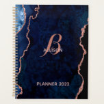 Moderne marinemonogram goudmage Roos Planner<br><div class="desc">Een modern,  roos goudvormig ontwerp is de achtergrond van deze elegante planner. Uw monogram in een stijlvol lettertype voor kalligrafie is het middelpunt van dit ontwerp. Voeg jouw naam toe aan de planner en maak het uniek van u.</div>