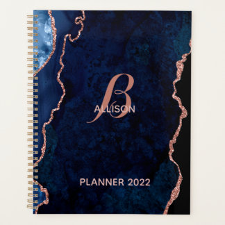 Moderne marinemonogram goudmage Roos Planner
