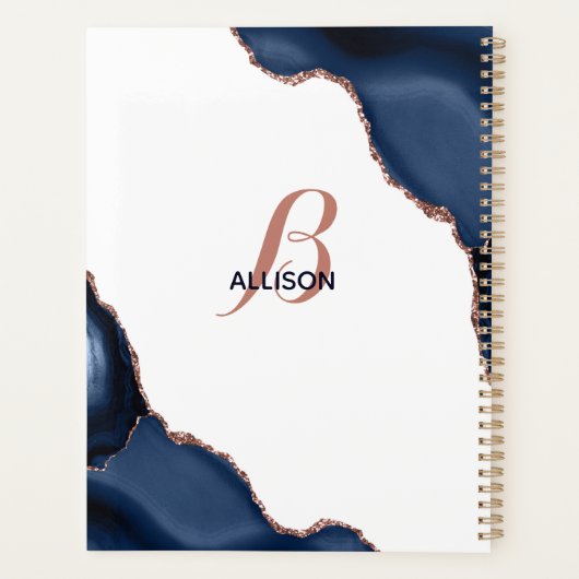 Moderne marinemonogram goudmage Roos Planner (Achterkant)