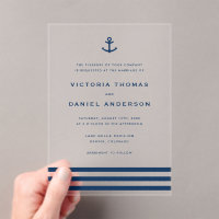 Moderne marinesblauwe anchor nautical Wedding