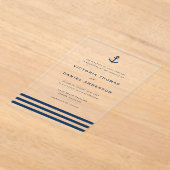 Moderne marinesblauwe anchor nautical Wedding Acryl Uitnodigingen (Laagn)