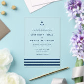 Moderne marinesblauwe anchor nautical Wedding Acryl Uitnodigingen (Insitu (Huwelijk))