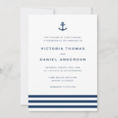 Moderne marinesblauwe anchor nautical Wedding Kaart (Voorkant)