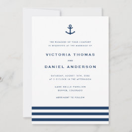 Moderne marinesblauwe anchor nautical Wedding Kaart
