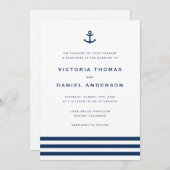Moderne marinesblauwe anchor nautical Wedding Kaart (Voorkant / Achterkant)