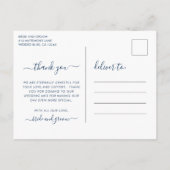 Moderne marinesblauwe bruiloft van de Waterverf Ha Aankondigingskaart (Achterkant)