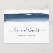 Moderne marinesblauwe bruiloft van de Waterverf Ha Aankondigingskaart (Voorkant)