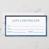 Moderne marinesblauwe business cadeaubon (Voorkant)