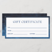 Moderne marinesblauwe business cadeaubon (Voorkant / Achterkant)