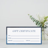 Moderne marinesblauwe business cadeaubon (Staand voorkant)