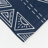 Moderne marinesblauwe en witte boho - tribale etni fleece deken (Hoek)