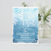 Moderne marinesblauwe goudpenseeldrukken huwelijks informatiekaartje (Staand voorkant)