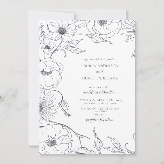 Moderne marinesblauwe lijn kaart (Voorkant)