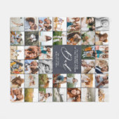 Moderne marinesblauwe multi-fotoscriptgift fleece deken (Voorkant (Horizontaal))