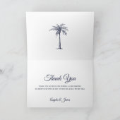 Moderne marinesblauwe palmwedstrijd foto bedankkaart (Binnen)