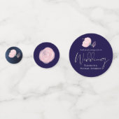 Moderne marinesblauwe roze roze goudweddenschappen confetti (Voorkanten)