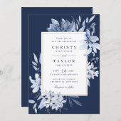 Moderne marinesblauwe Waterverf Kaart (Voorkant / Achterkant)