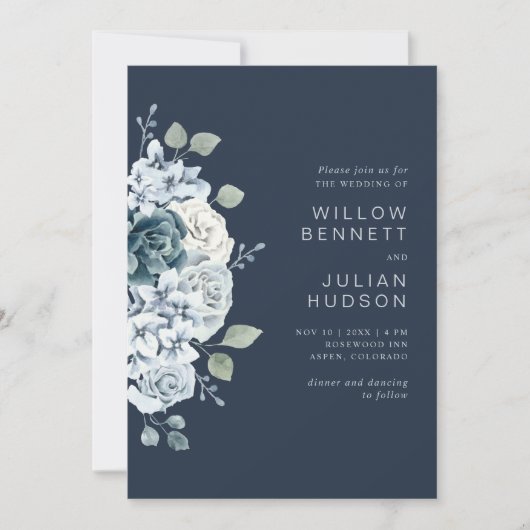 Moderne marinesblauwe Waterverf Kaart (Voorkant)