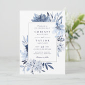 Moderne marinesblauwe Waterverf Kaart (Staand voorkant)