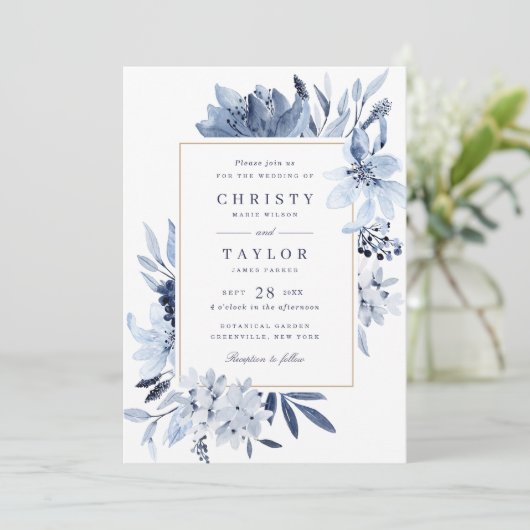 Moderne marinesblauwe Waterverf Kaart (Staand voorkant)