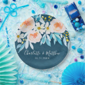 Moderne marinesblauwe Waterverf Papieren Bordje (Feest)