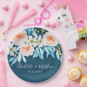 Moderne marinesblauwe Waterverf Papieren Bordje (Feest)