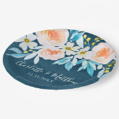 Moderne marinesblauwe Waterverf Papieren Bordje (Gekanteld)