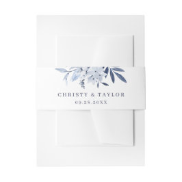 Moderne marinesblauwe Waterverf Uitnodigingen Wikkel