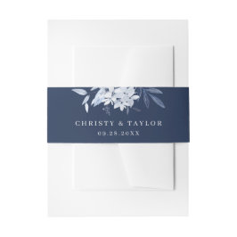 Moderne marinesblauwe Waterverf Uitnodigingen Wikkel