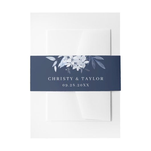 Moderne marinesblauwe Waterverf Uitnodigingen Wikkel (Voorkant Voorbeeld)
