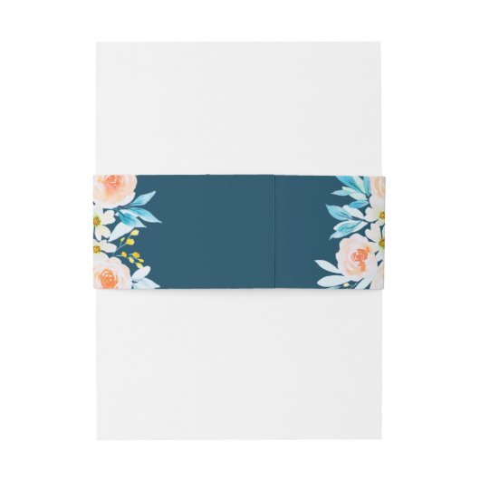 Moderne marinesblauwe Waterverf Uitnodigingen Wikkel (Achterkant Voorbeeld)