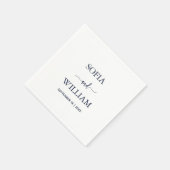 Moderne marinesblauwscriptbruiloft servet (Hoek)