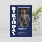 Moderne marineschandblauw-witte foto van elke leef kaart (Staand voorkant)