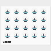 Moderne marinescheepvaartklasse Anchor Nautical Mo Ronde Sticker (Vel)