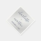 Moderne marineschower en Silver Verloving Wedding Servet (Hoek)