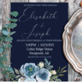 Moderne marineslag en babyblauw, klassieke bruilof kaart