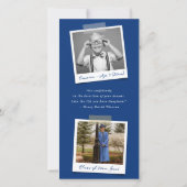 Moderne marinesonblauw beeldband Afstuderen Aankondiging (Achterkant)