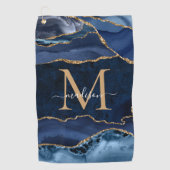 Moderne marinesonroge goudglitter geode monogram golfhanddoek (Voorkant)